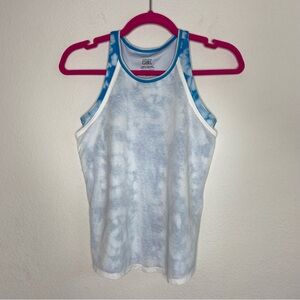 Athleta Girl White & Blue Tie-Dye Tank Top Size XL/14